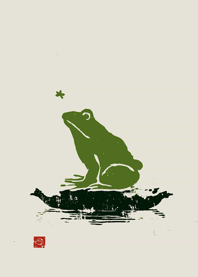 Green Frog and Butterfly