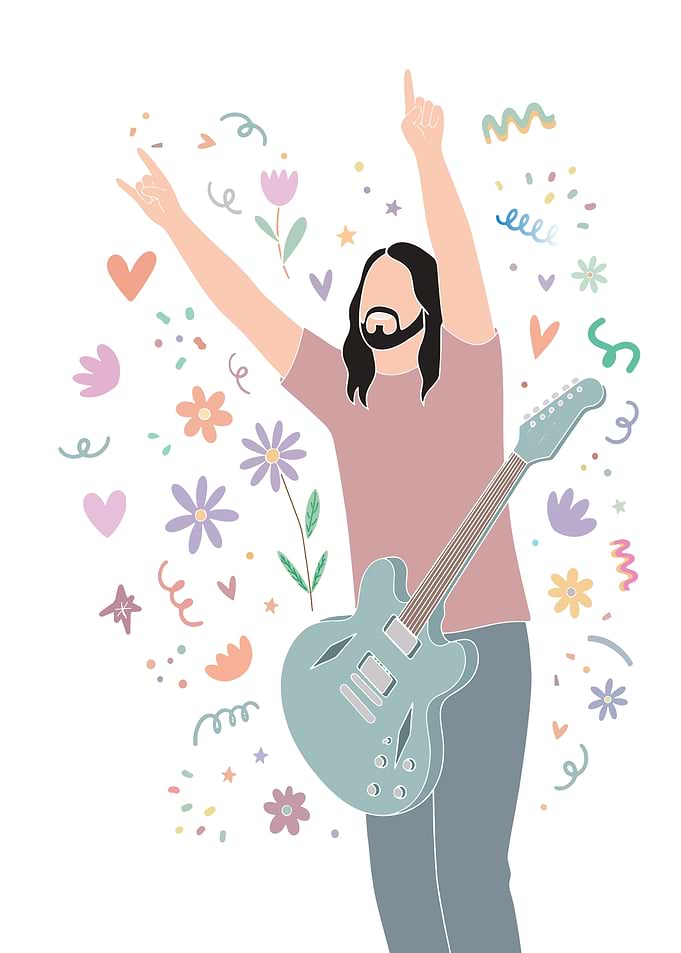 Rockstar with Guitar and Confetti