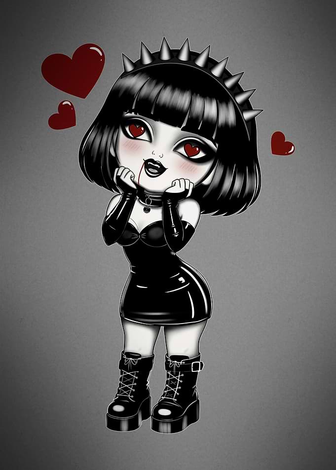 Gothic Chibi Ossi in Love - Creepy Cute Vampire Girl