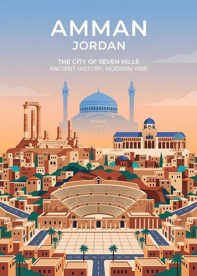 Amman Jordan Cityscape Poster