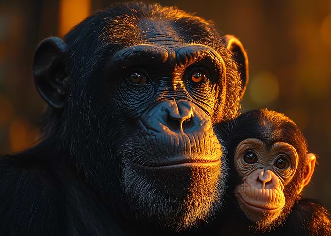 Chimpanzee Mother and Baby