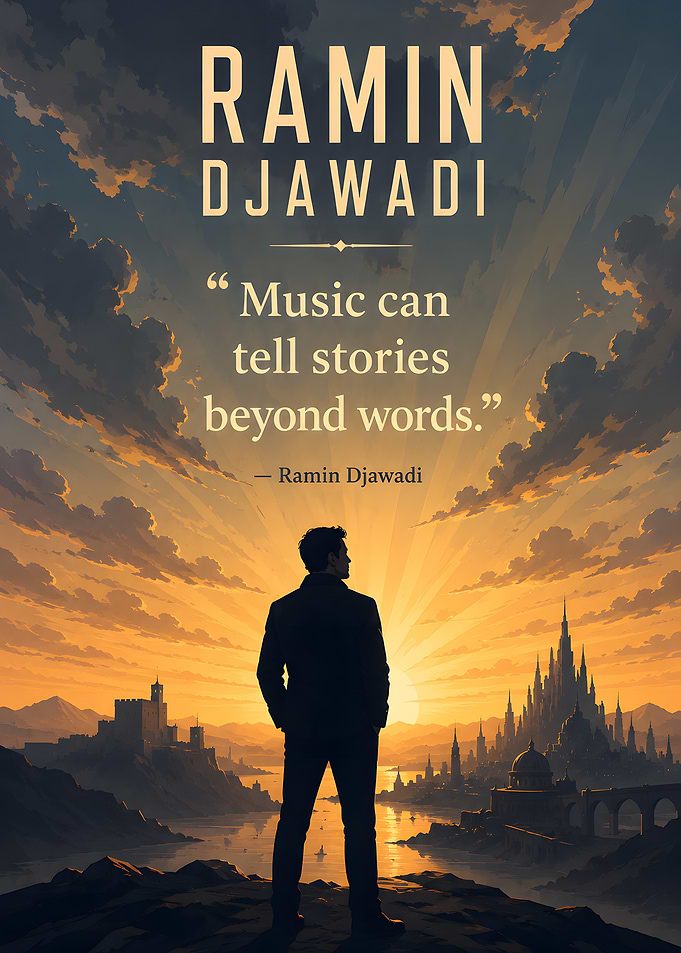 Ramin Djawadi Quote with Fantasy Cityscape