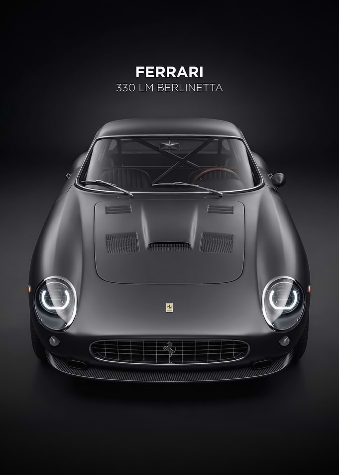 sleek Ferrari 330 LM Berlinetta black car poster
