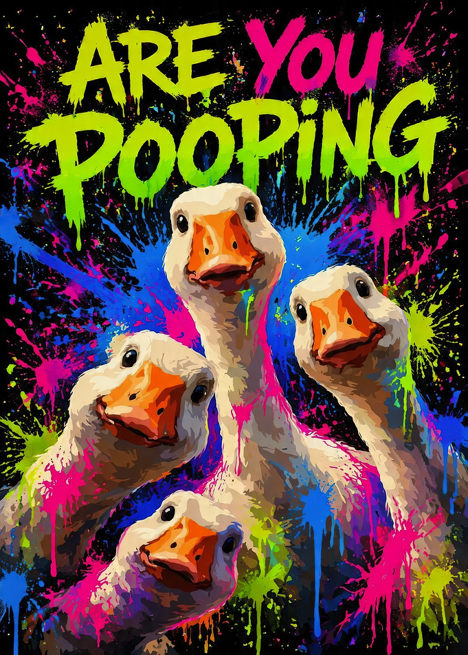 Funny Geese with Paint Splatter
