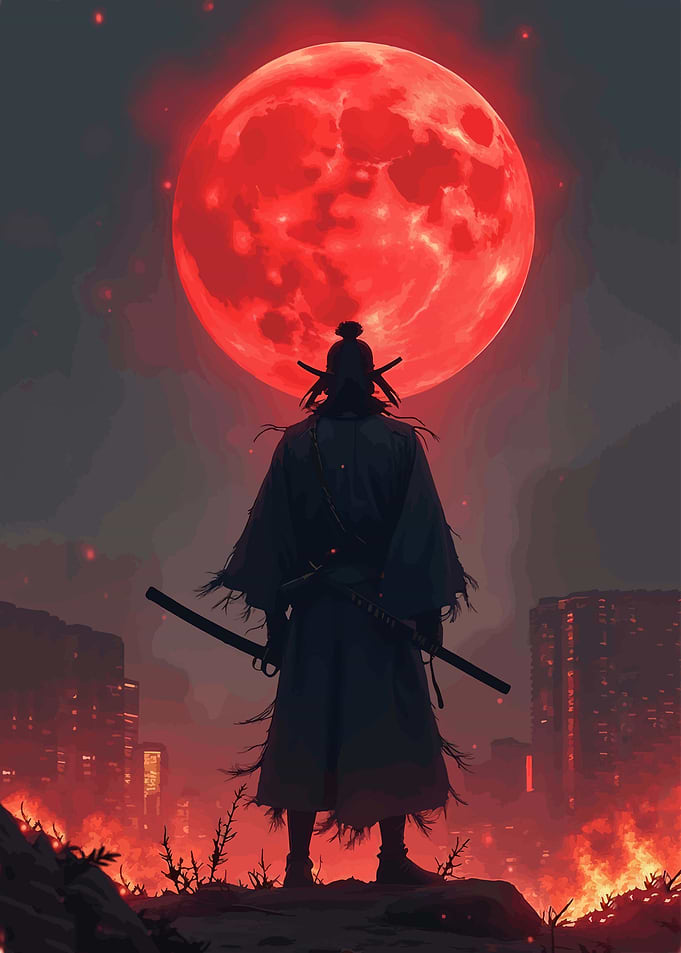 Samurai Under a Blood Moon
