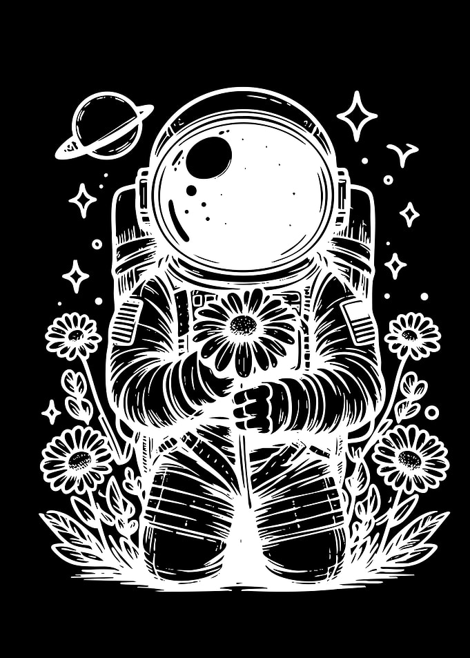 Astronaut Holding a Flower