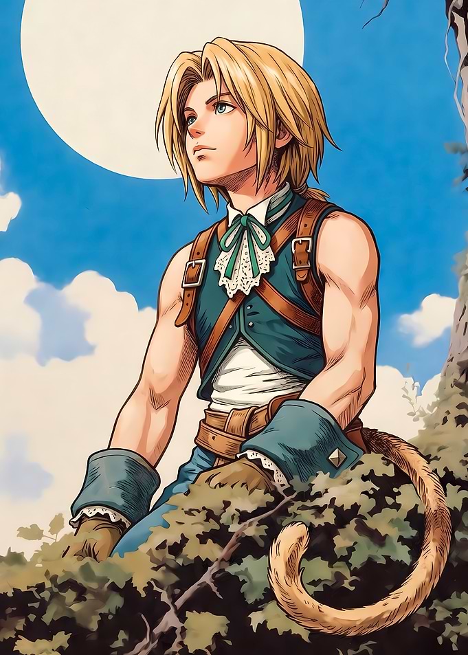 Anime character with blonde hair and tail