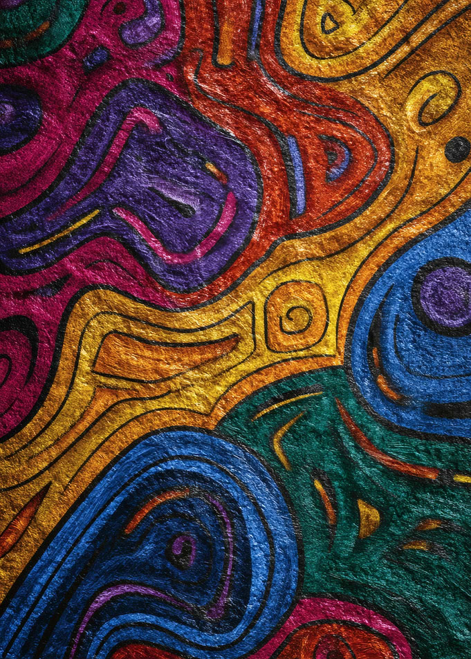 Aboriginal Tribal Wall Painting Vibrant Abstract Swirls
