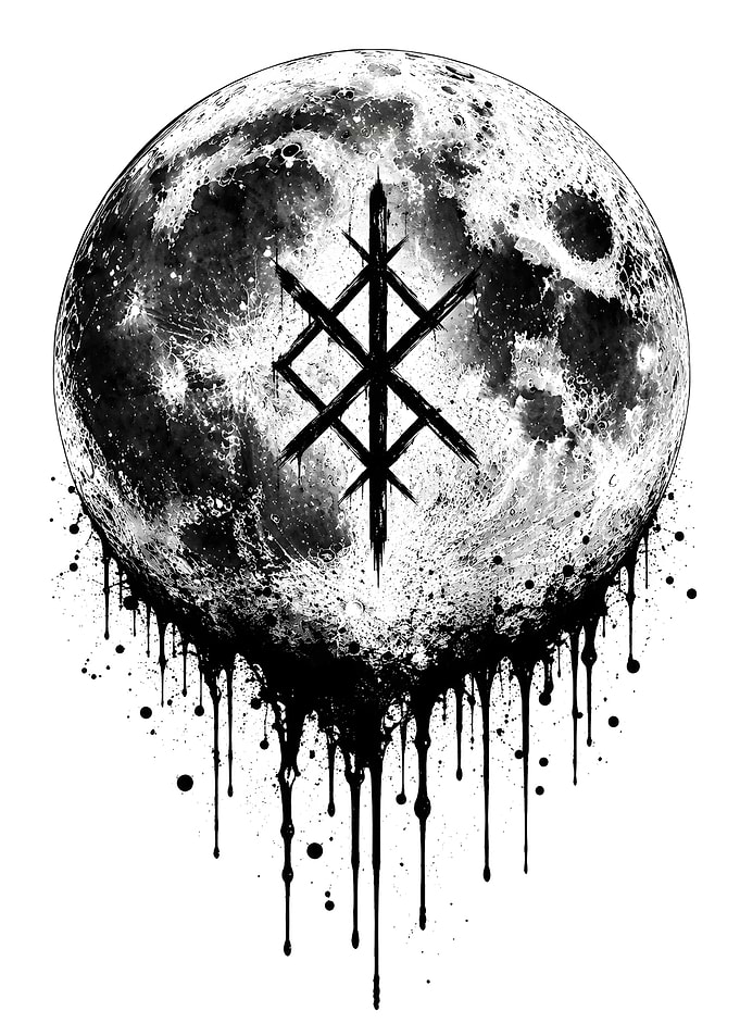 Moon Symbol Drip Art