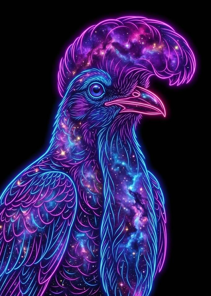 Long-wattled Umbrellabird Neon Art