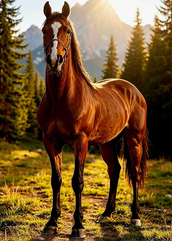 Majestic Horse in Mountain Landscape