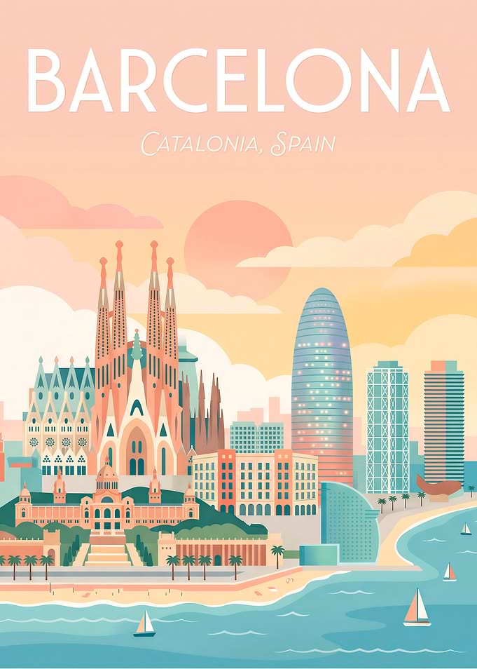 Barcelona Skyline with Sagrada Familia