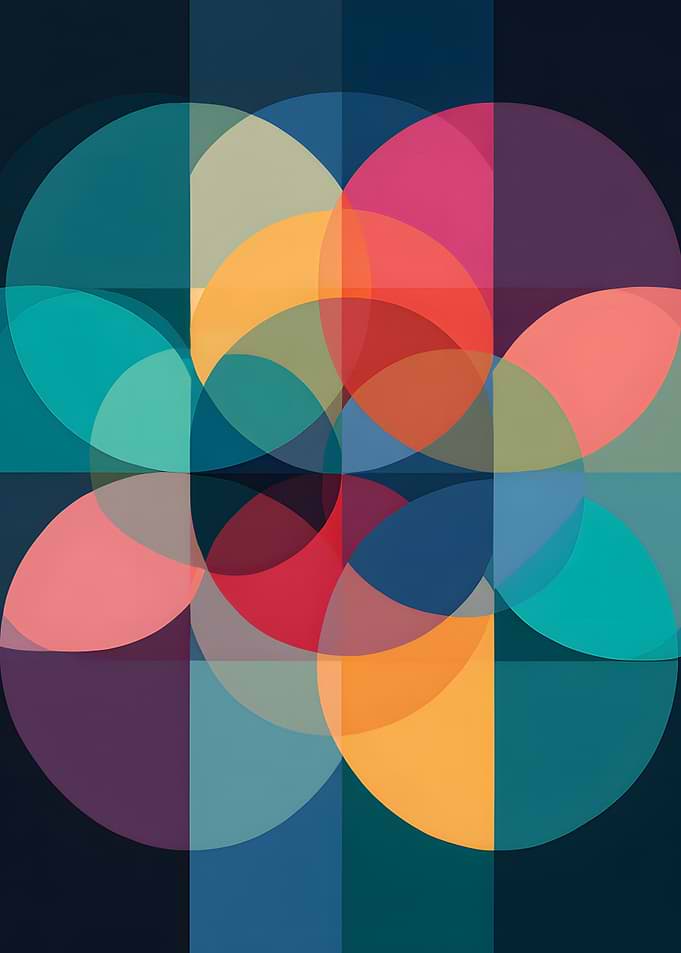 Geometric Circles Abstract Art, Colorful Circles Art
