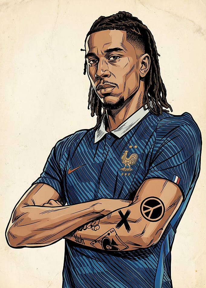 Michael Olise wearing a French football uniform.