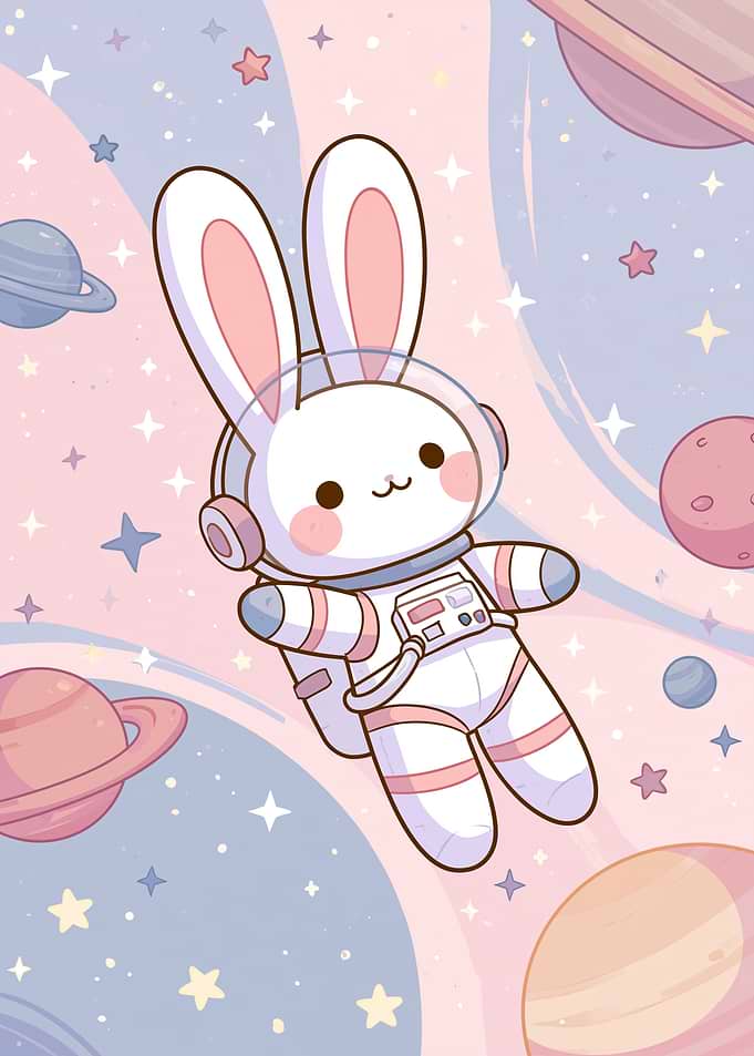 Cute Astronaut Bunny in Space