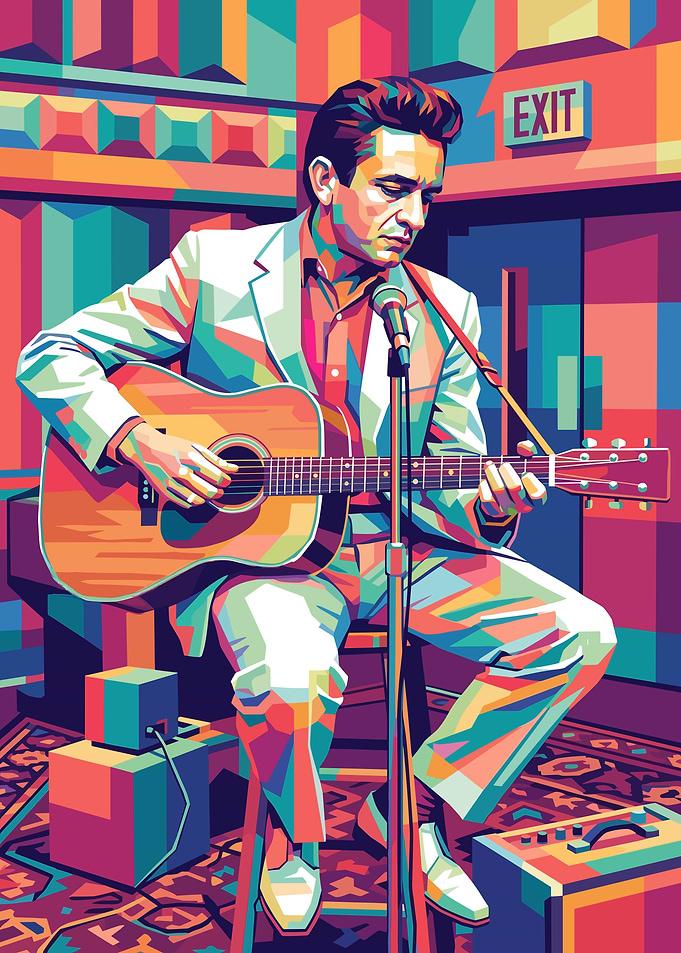 Johnny Cash Playing Guitar