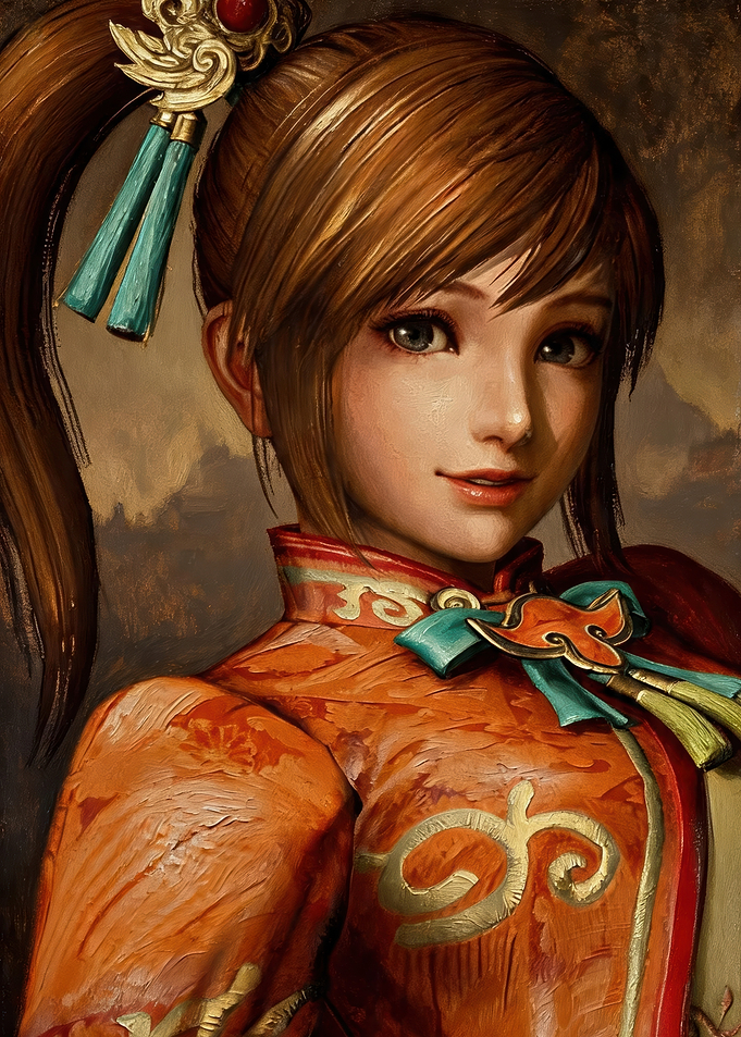 Digital Painting of a Young Woman in Traditional Attire