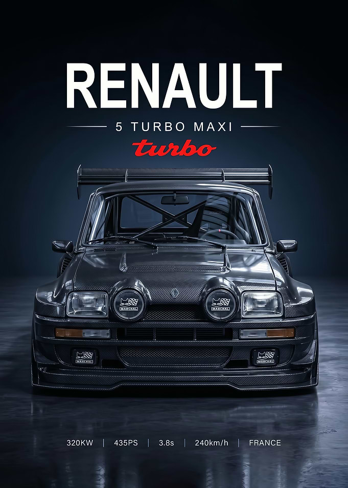 sleek Renault 5 Turbo Maxi rally car Poster