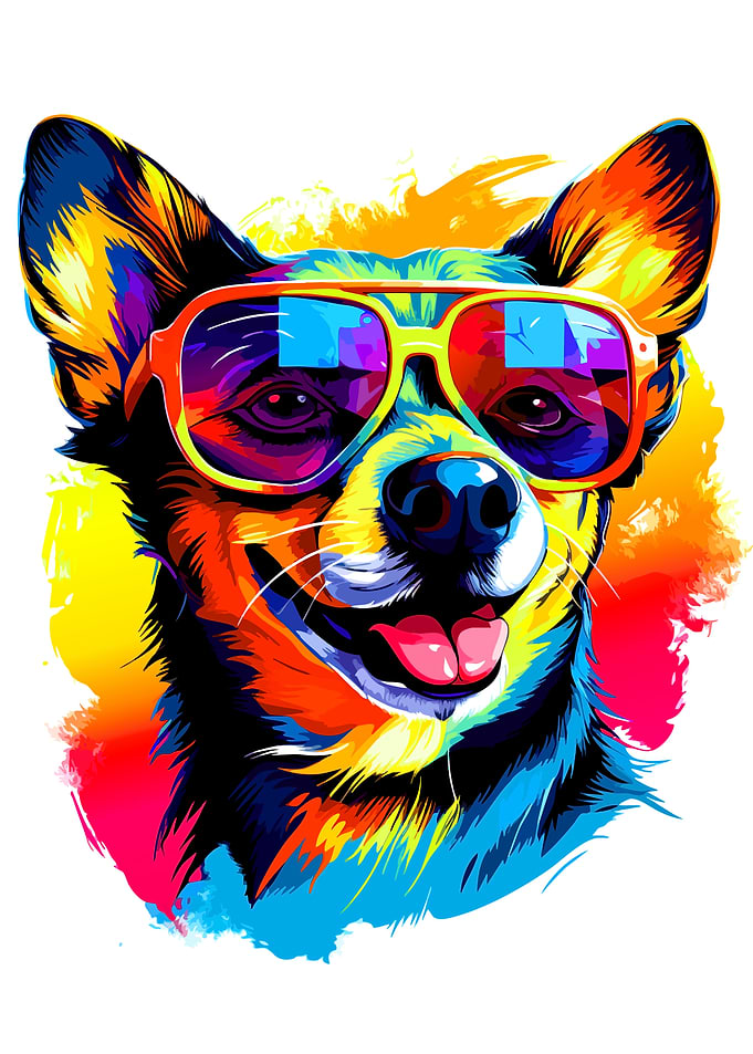 Colorful Dog Wearing Sunglasses