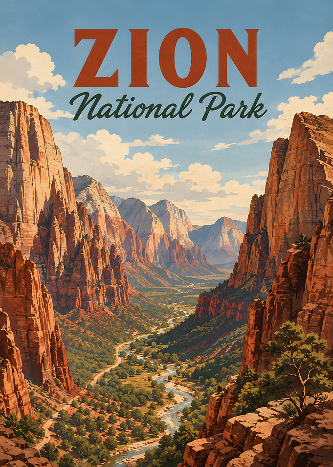 Zion National Park Vintage Poster