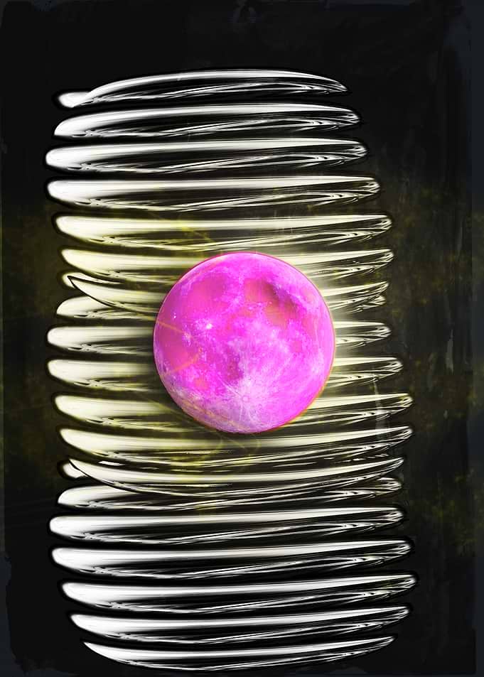 Pink Planet on Abstract Background