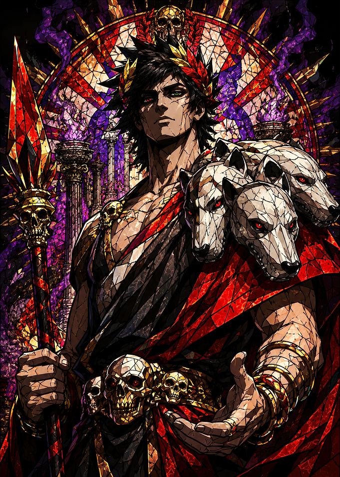 Hades with Cerberus and Spear