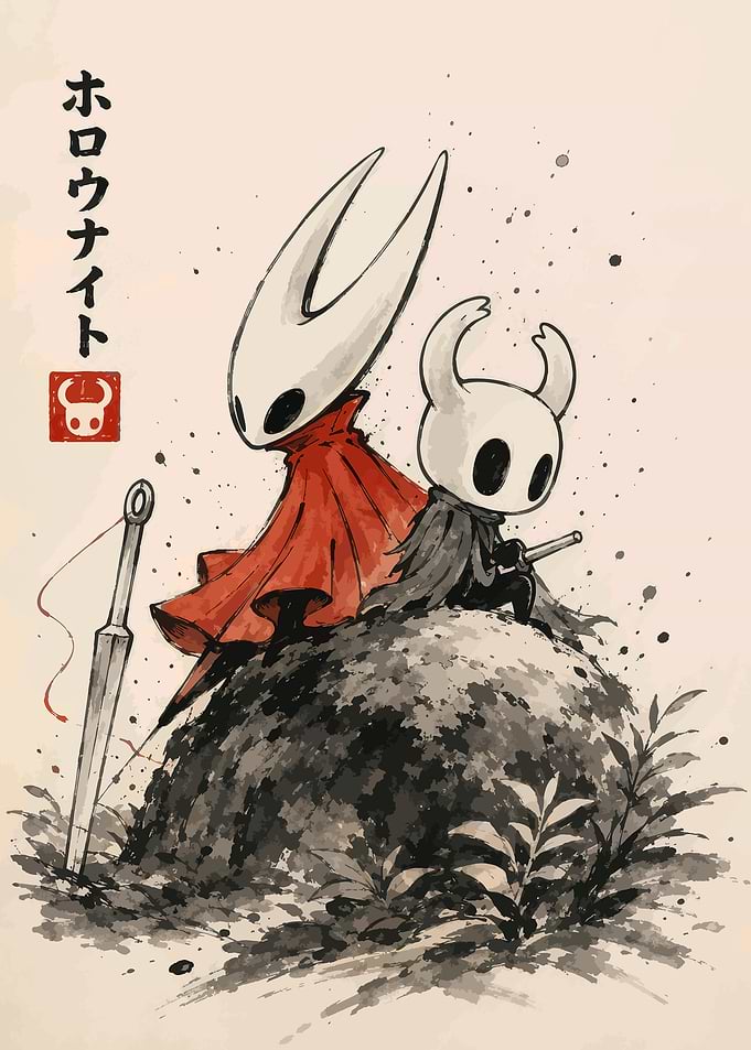 Hollow Knight Characters on a Hill