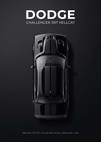 Dodge Challenger SRT Hellcat Top View
