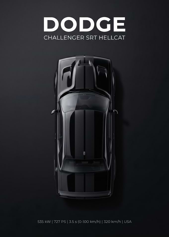 Dodge Challenger SRT Hellcat Top View