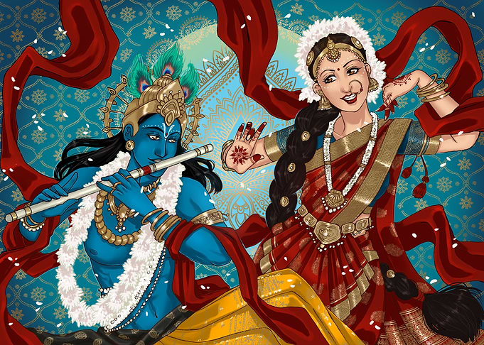 Krishna and Radha dancing