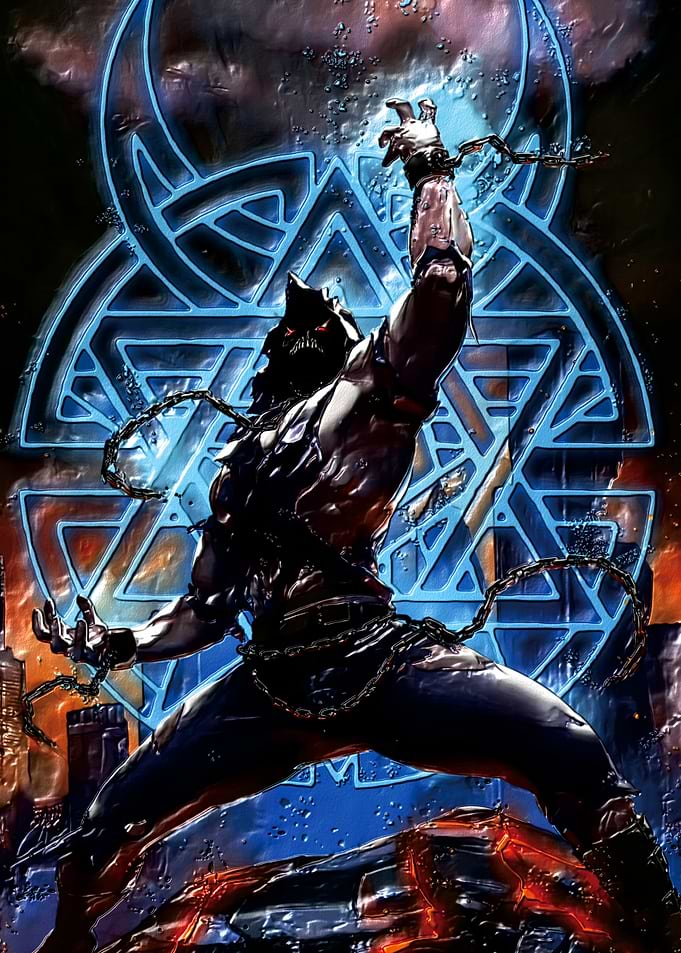 Chained Demon with Blue Symbol