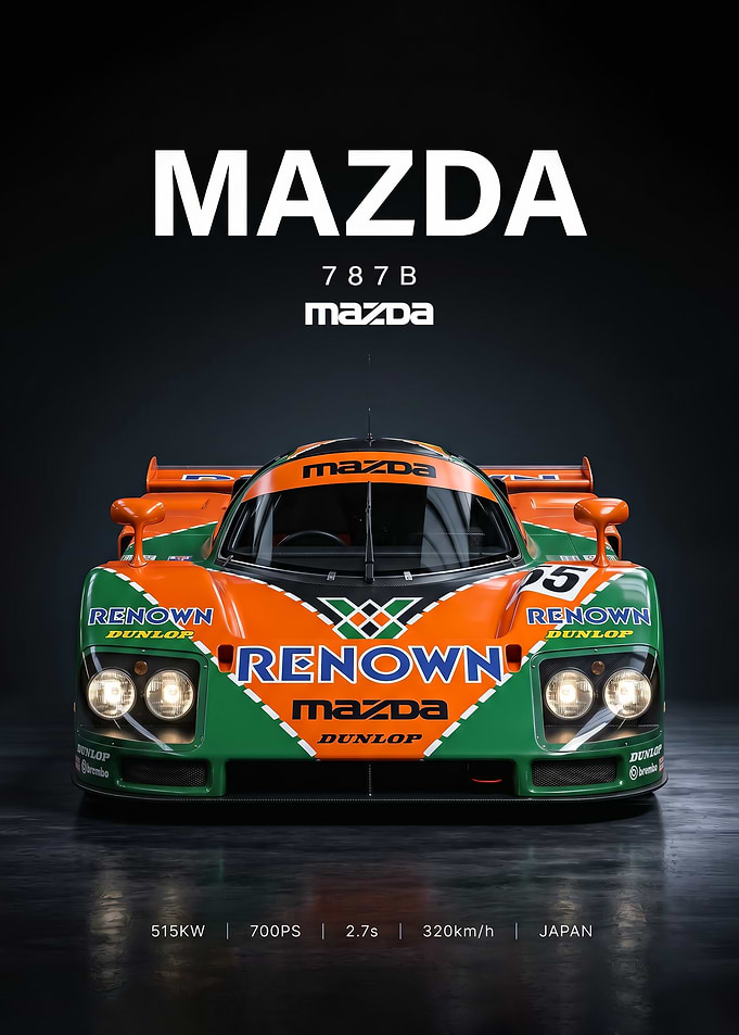 sleek Mazda 787B Racing Car poster