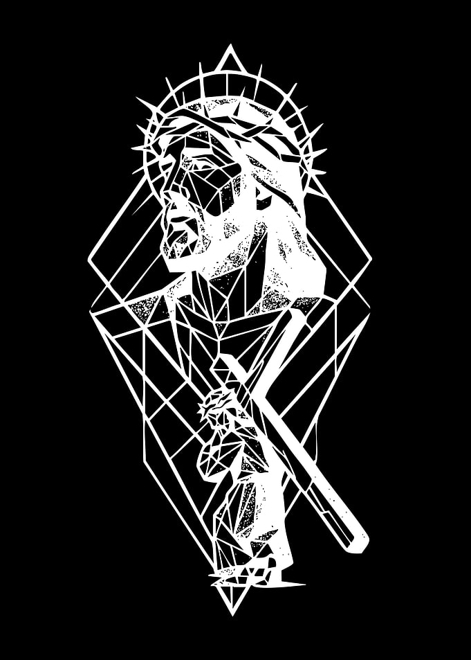 Geometric Jesus with Crown of Thorns