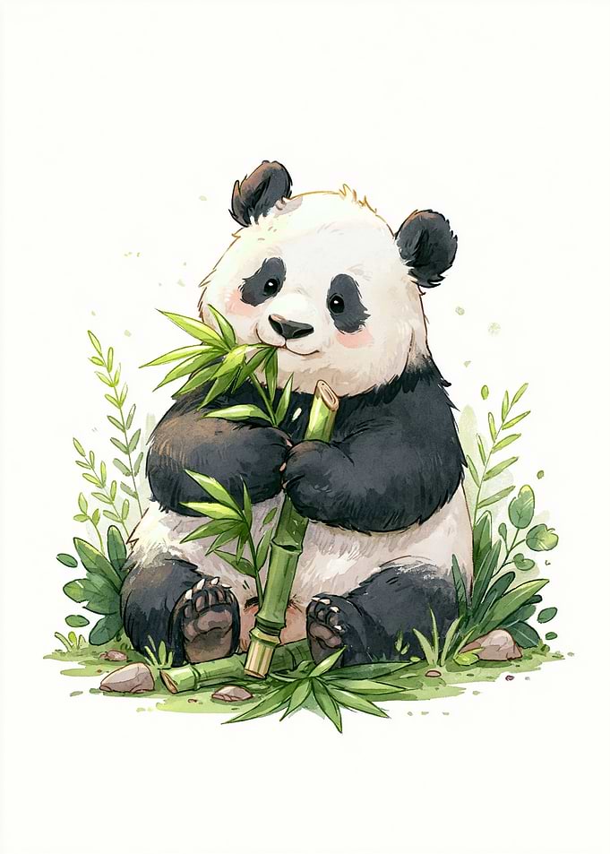 Cute Panda Eating Bamboo