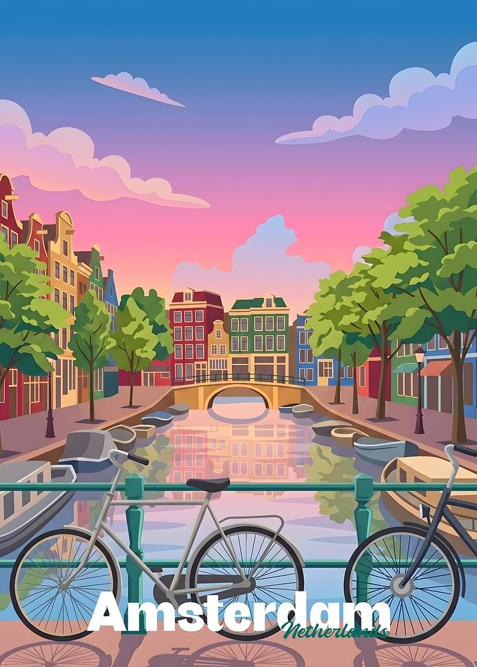 Amsterdam, Netherlands at Sunset