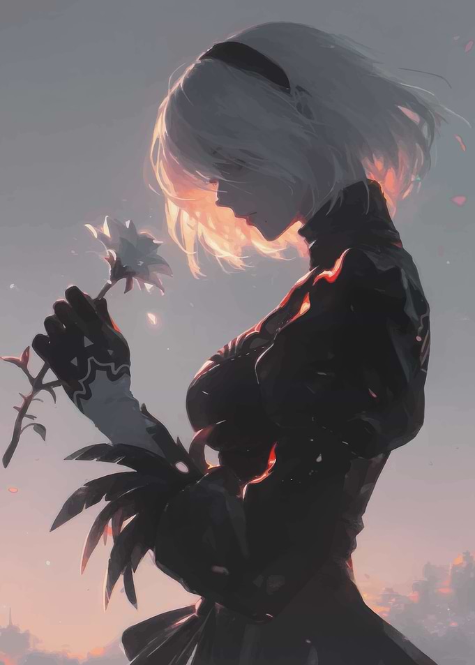 2B Holding a White Flower