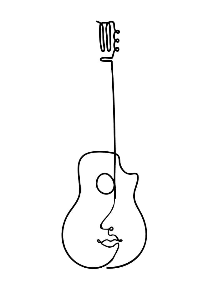 Abstract Guitar Face Line Art