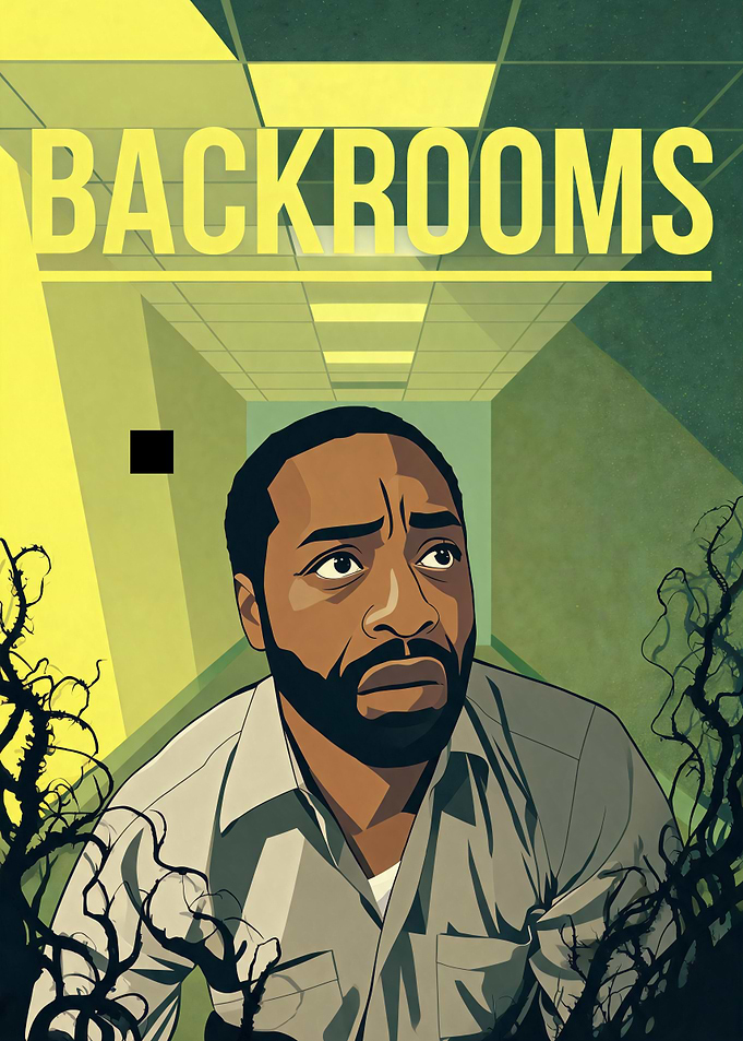 Man in Backrooms Hallway