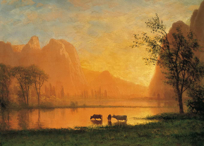 Sundown at Yosemite painted by Albert Bierstadt