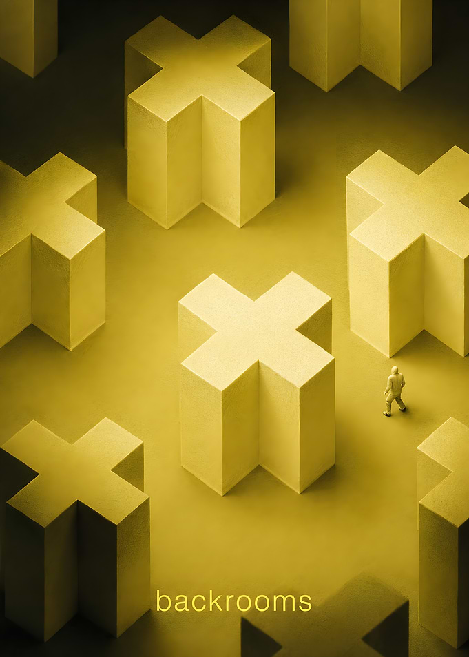 Backrooms Minimalist Yellow Crosses