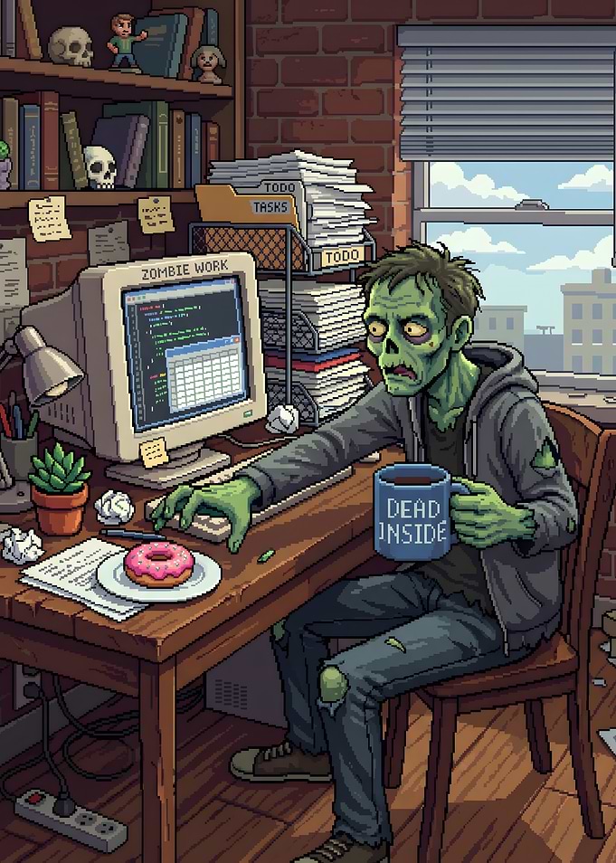 Zombie coder working late