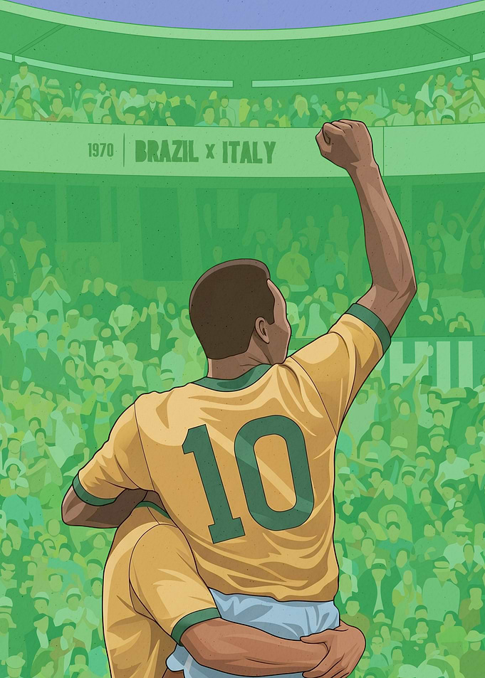 Brazil vs Italy 1970 World Cup Retro Art