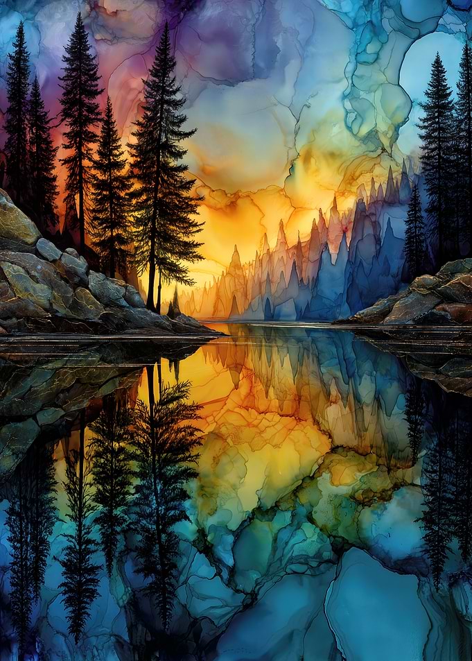 Vibrant Mountain Lake Reflection