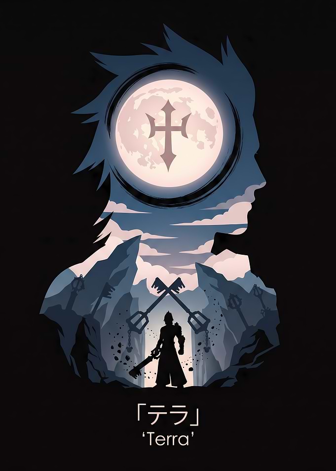 Terra Silhouette with Moon and Keys