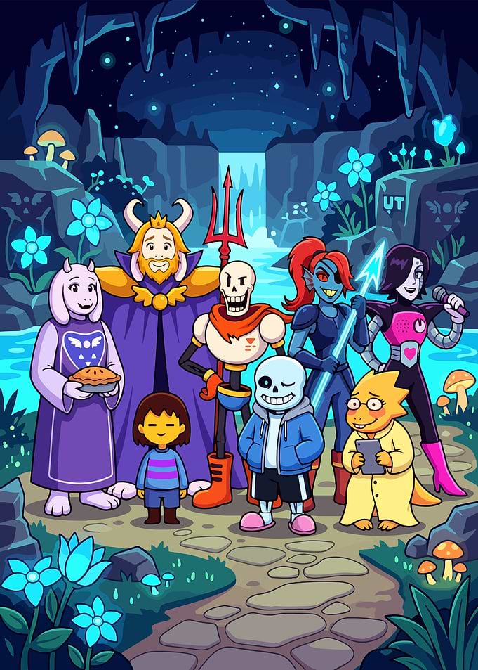 Undertale Characters in a Cave