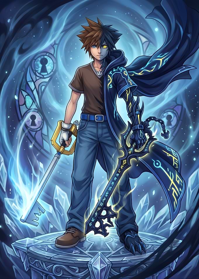 Kingdom Hearts Sora in Dark and Light Forms