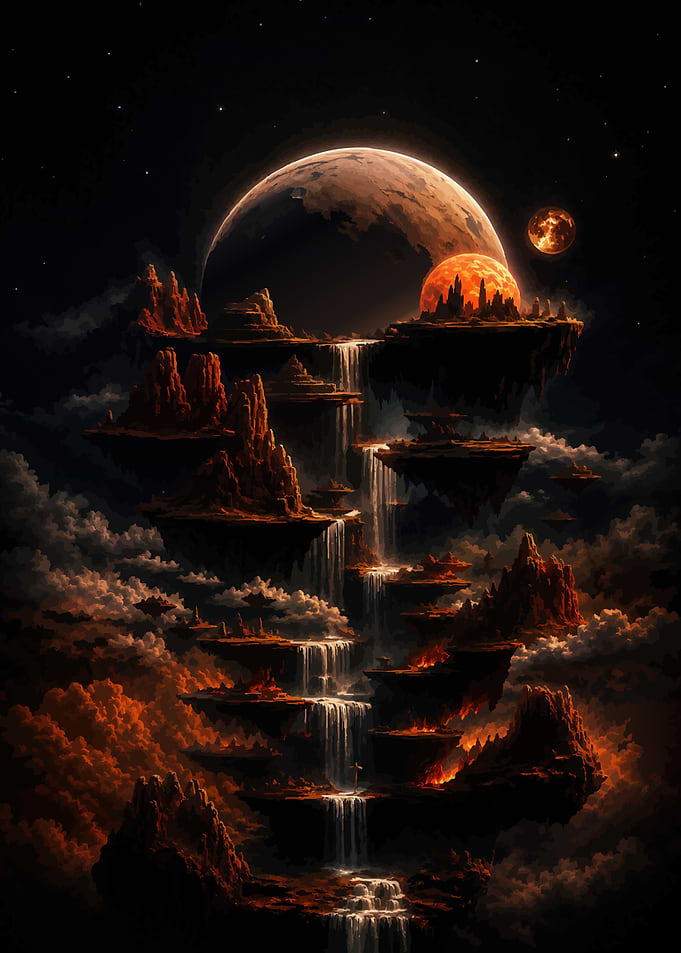 Floating Islands Waterfall Celestial