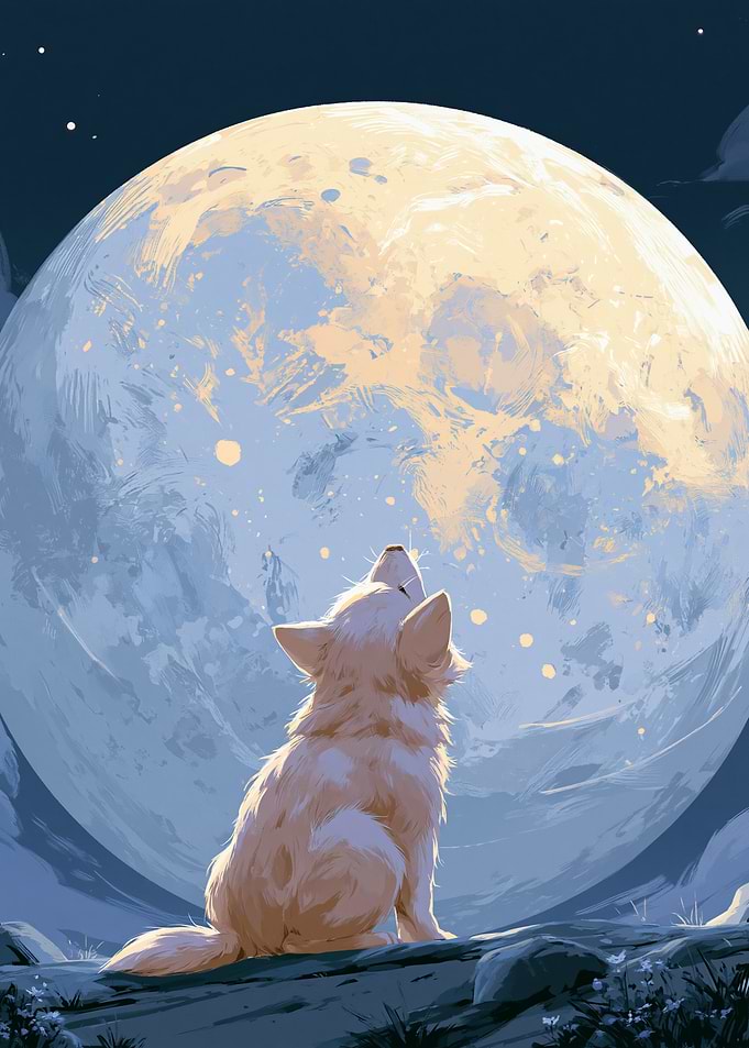 Wolf howling at the moon
