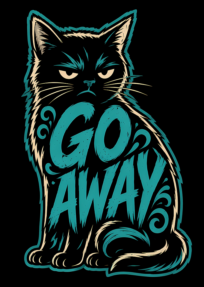 Grumpy Cat with 'Go Away' Text
