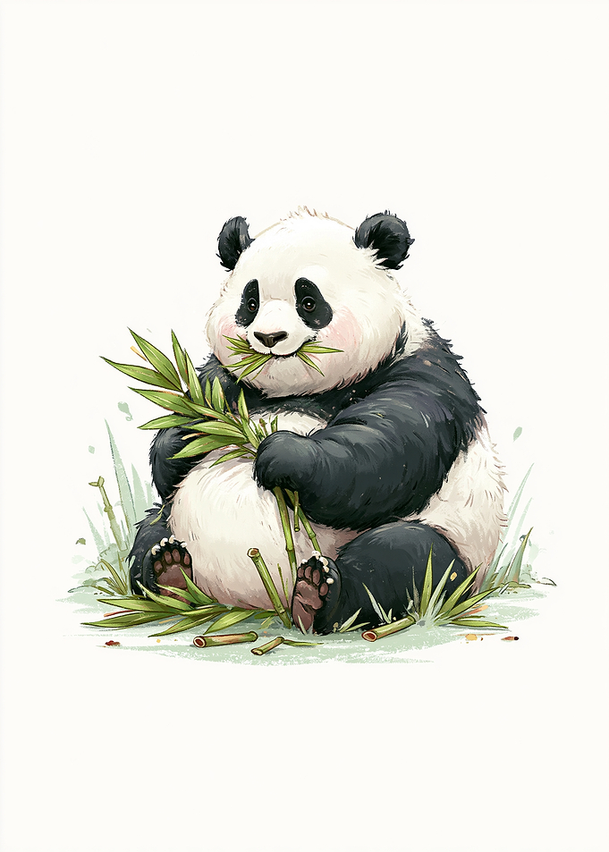 Cute Panda Eating Bamboo